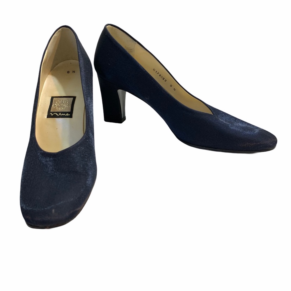 Nina Satin heels navy blue Women’s sz 8 N